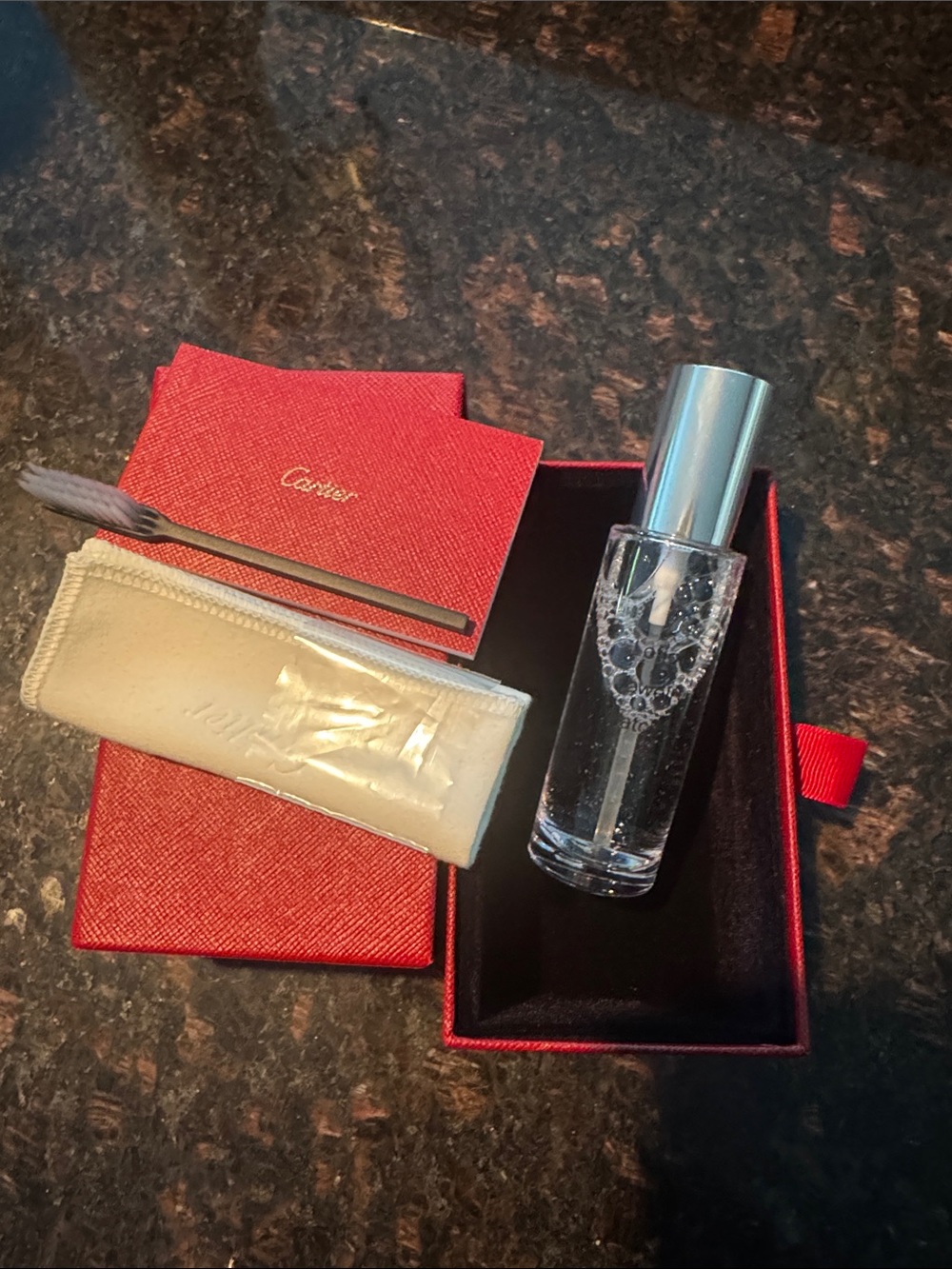 Cartier Red Box with jewelry cleaner